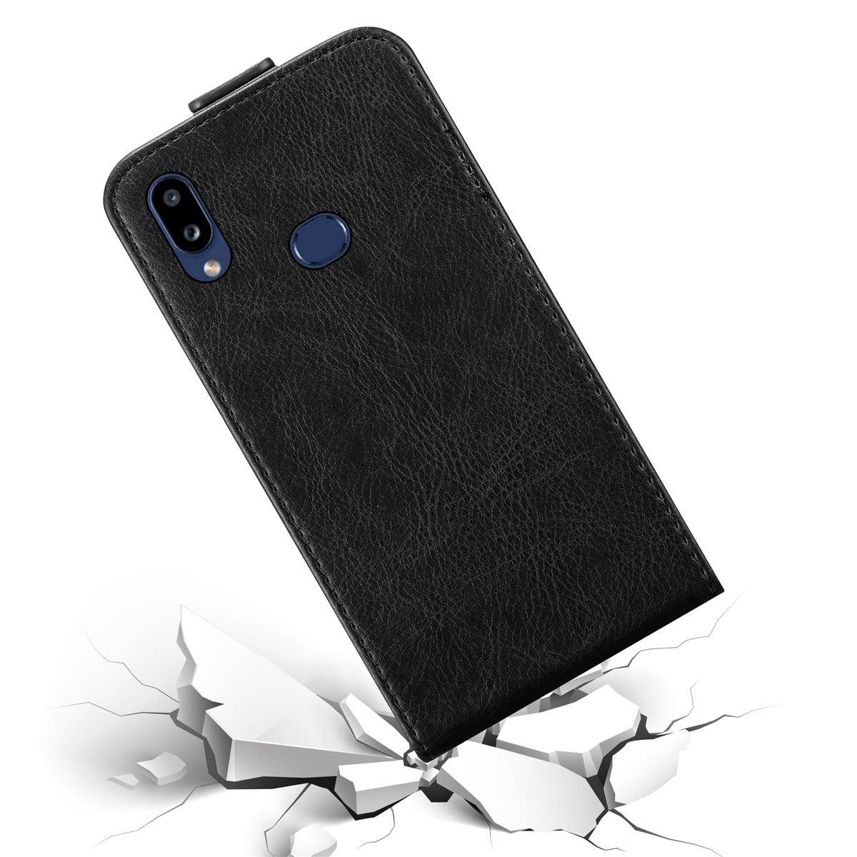 Cadorabo Hülle für Samsung Galaxy A10s / M01s Schutz Hülle in Schwarz Flip Etui Handyhülle Case Cover