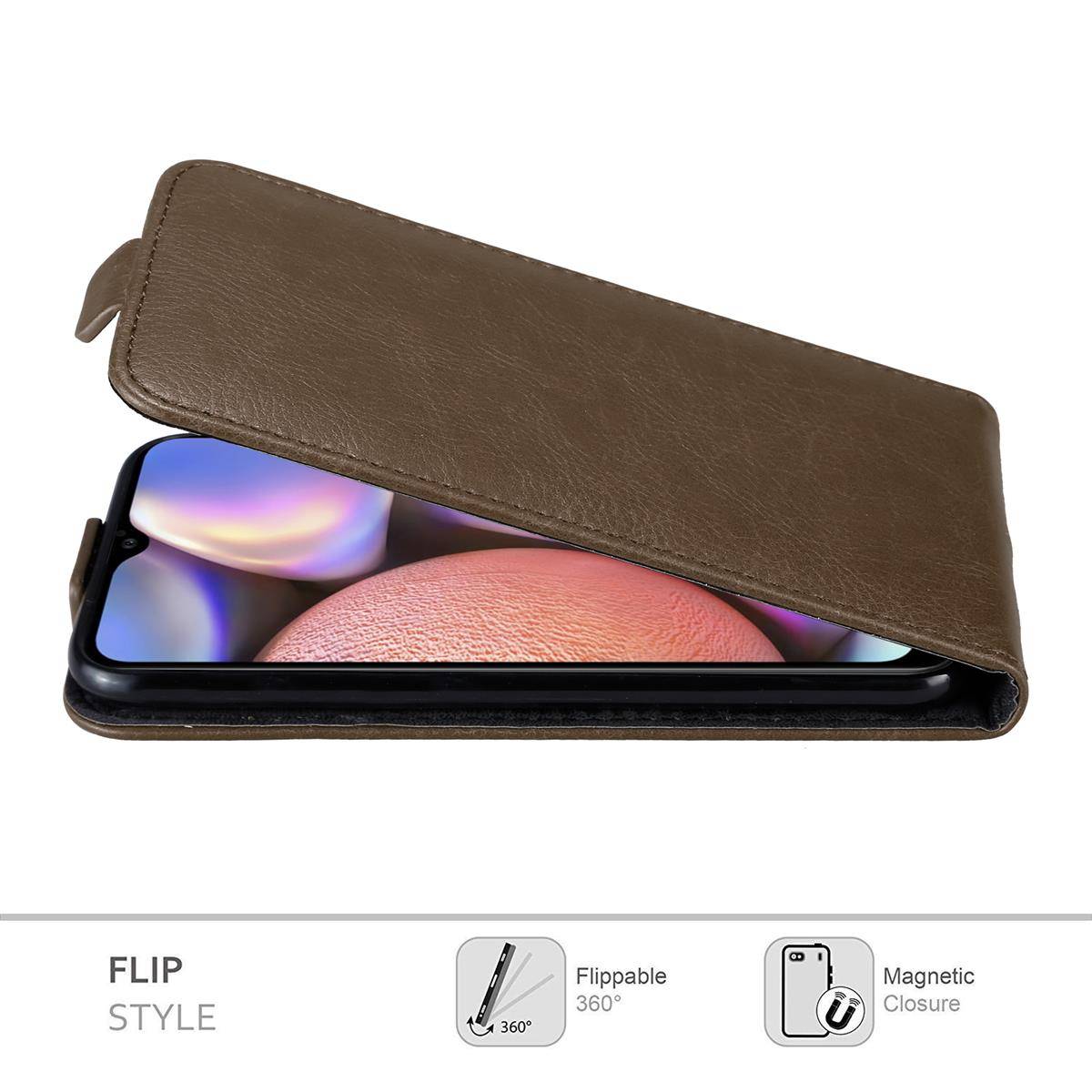 Cadorabo Hülle für Samsung Galaxy A10s / M01s Schutz Hülle in Braun Flip Etui Handyhülle Case Cover