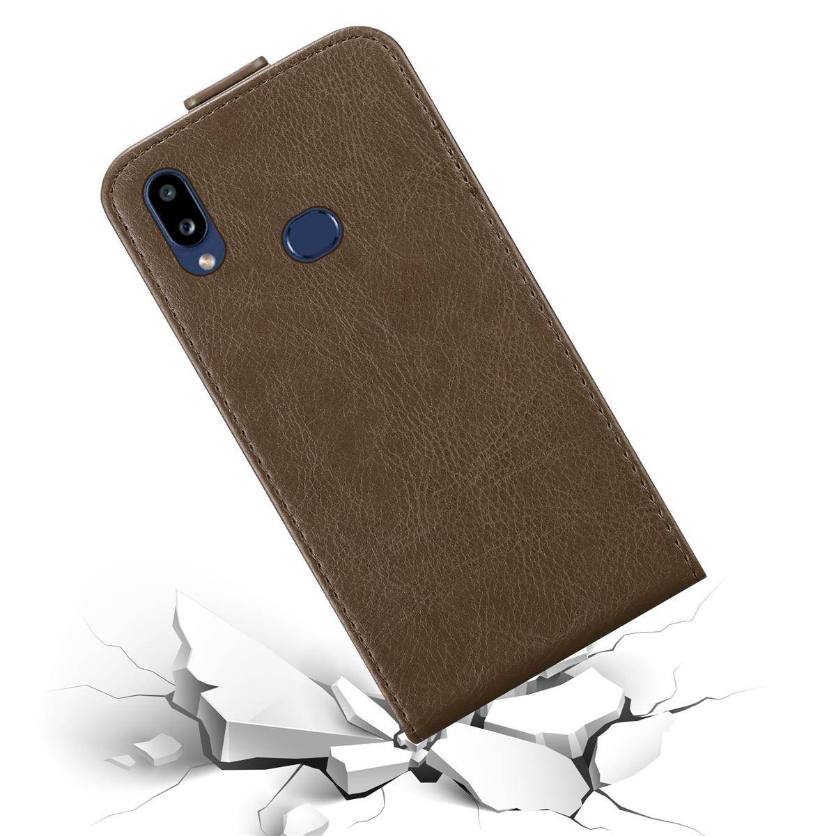 Cadorabo Hülle für Samsung Galaxy A10s / M01s Schutz Hülle in Braun Flip Etui Handyhülle Case Cover