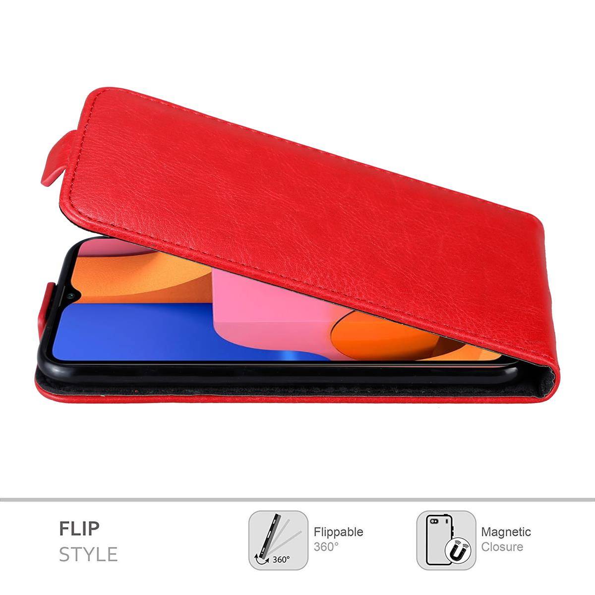 Cadorabo Hülle für Samsung Galaxy A20s Schutz Hülle in Rot Flip Etui Handyhülle Case Cover