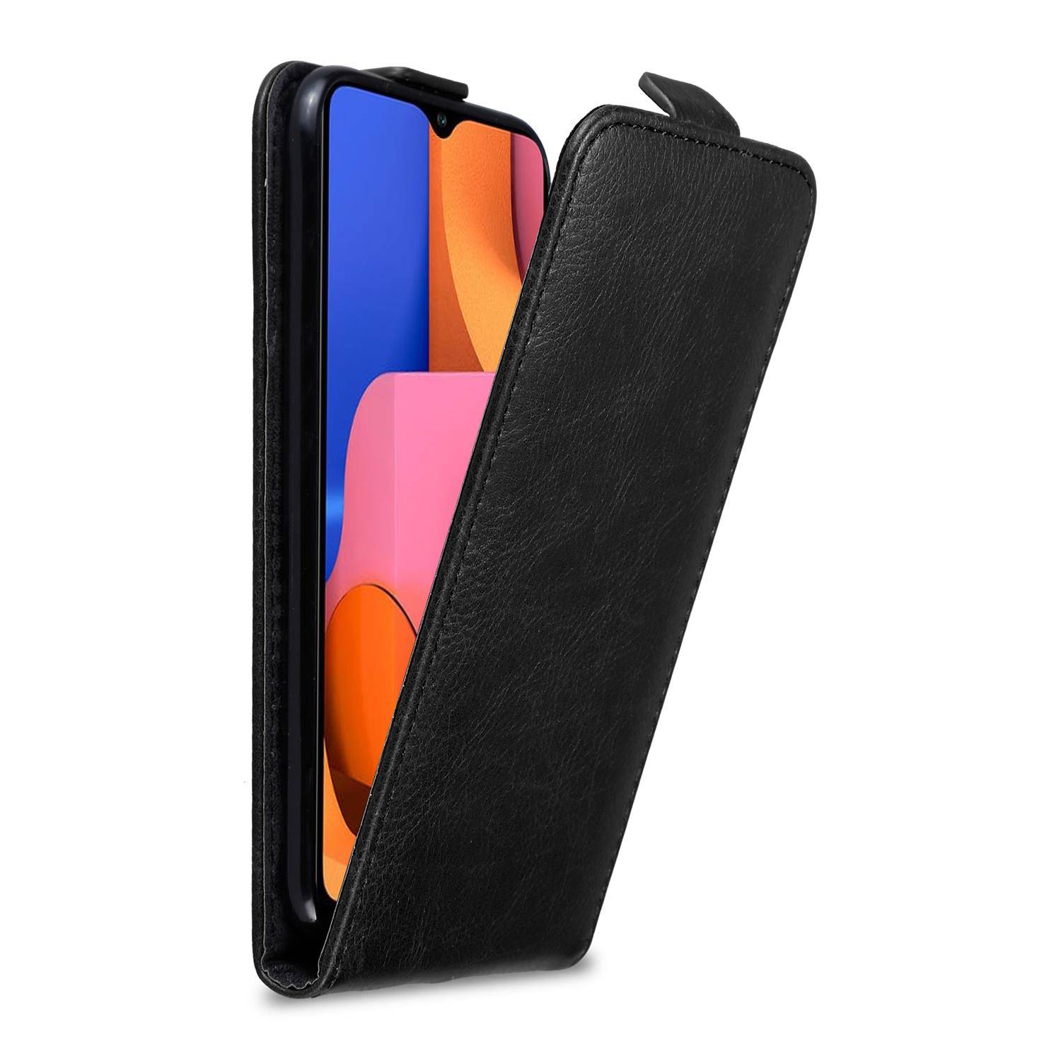 Cadorabo Hülle für Samsung Galaxy A20s Schutz Hülle in Schwarz Flip Etui Handyhülle Case Cover