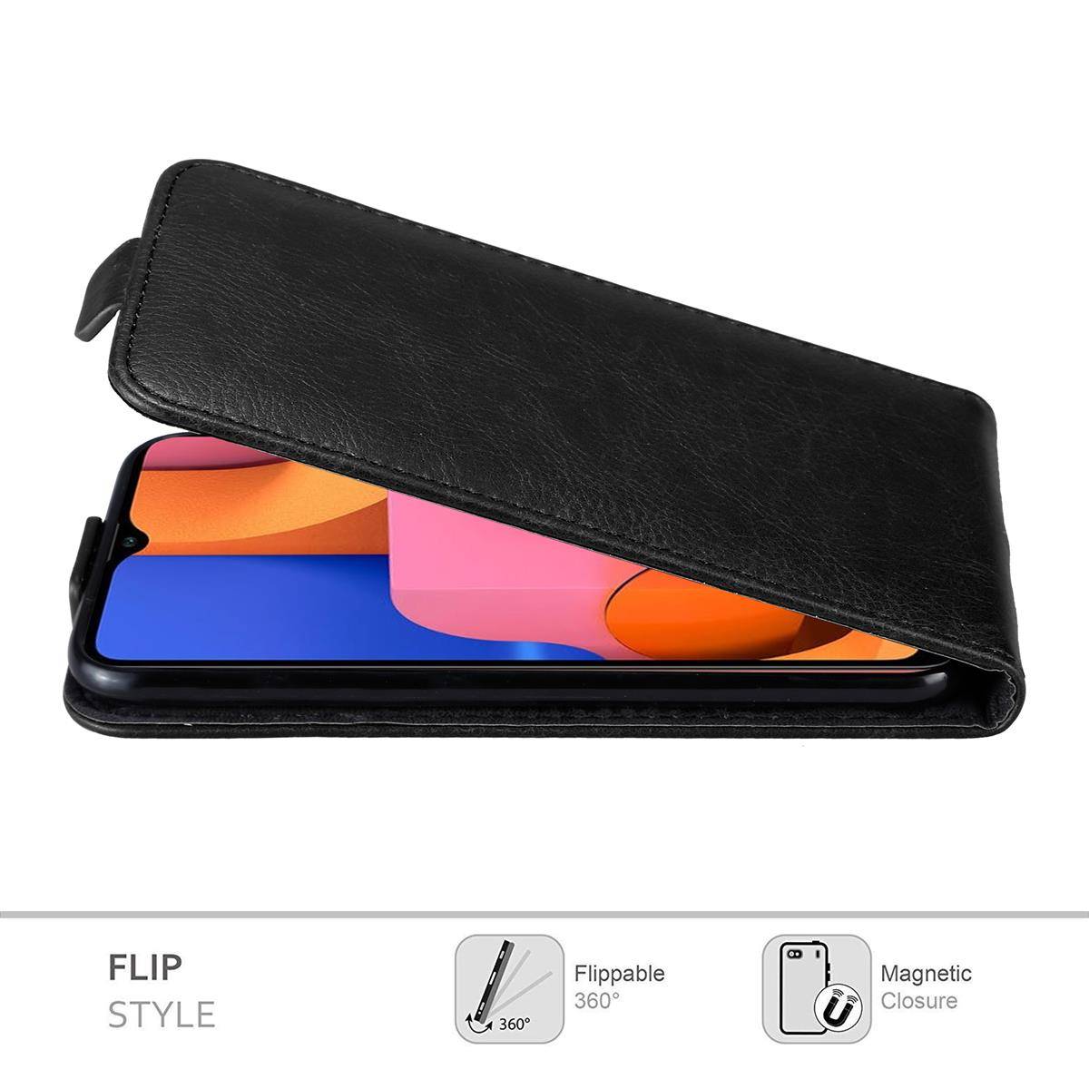 Cadorabo Hülle für Samsung Galaxy A20s Schutz Hülle in Schwarz Flip Etui Handyhülle Case Cover