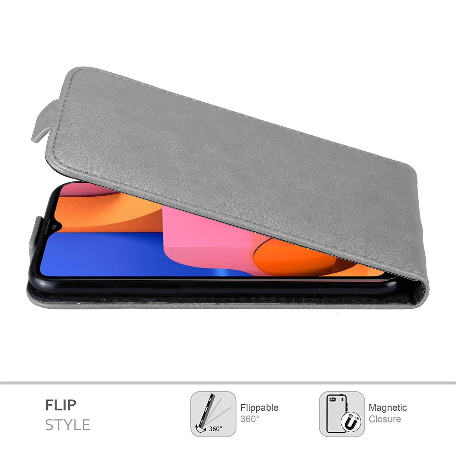 Cadorabo Hülle für Samsung Galaxy A20s Schutz Hülle in Grau Flip Etui Handyhülle Case Cover