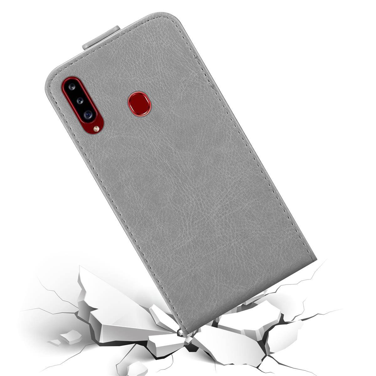Cadorabo Hülle für Samsung Galaxy A20s Schutz Hülle in Grau Flip Etui Handyhülle Case Cover