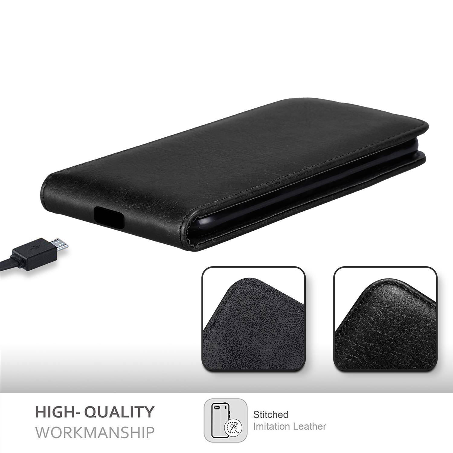 Cadorabo Hülle für Samsung Galaxy A21s Schutz Hülle in Schwarz Flip Etui Handyhülle Case Cover