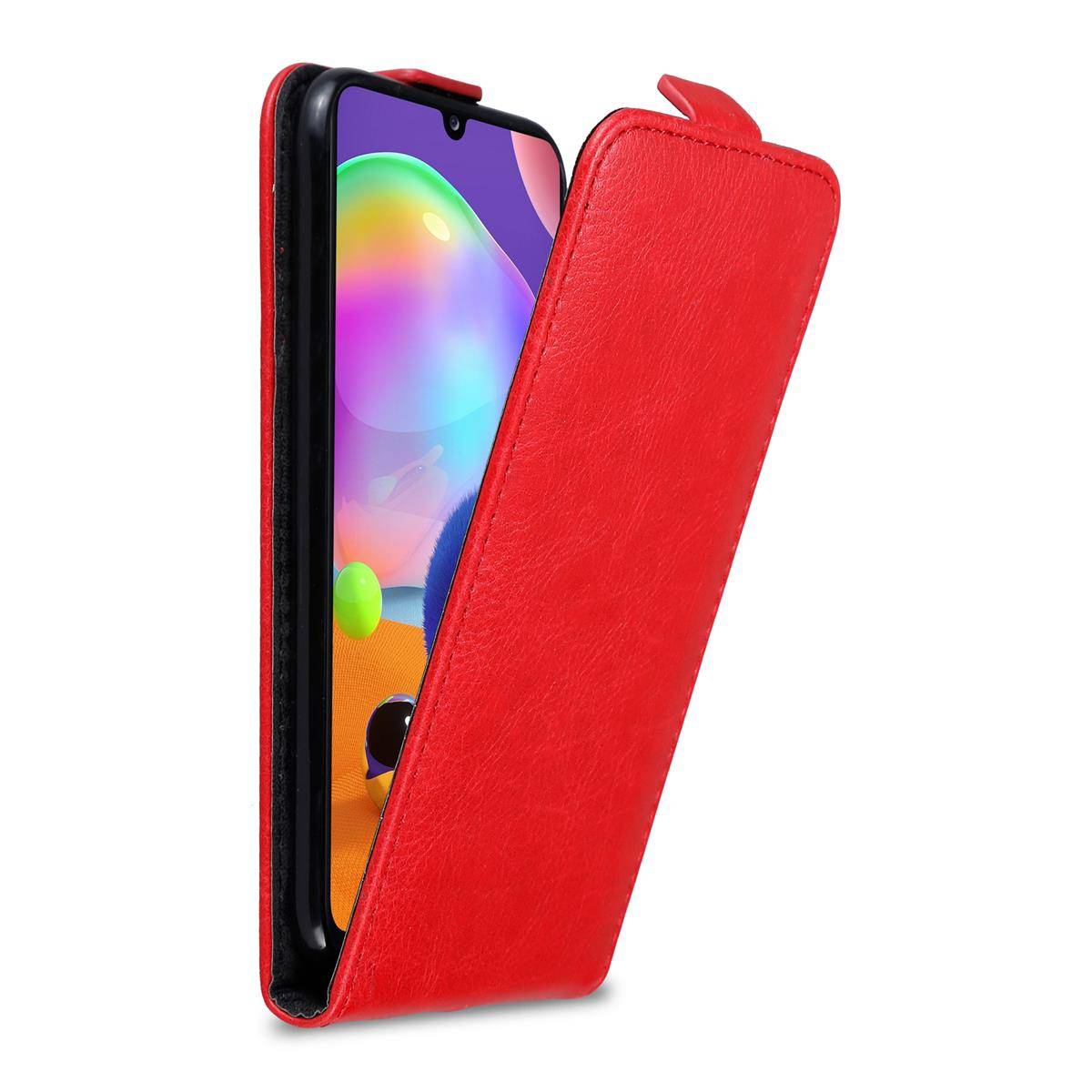 Cadorabo Hülle für Samsung Galaxy A31 Schutz Hülle in Rot Flip Etui Handyhülle Case Cover