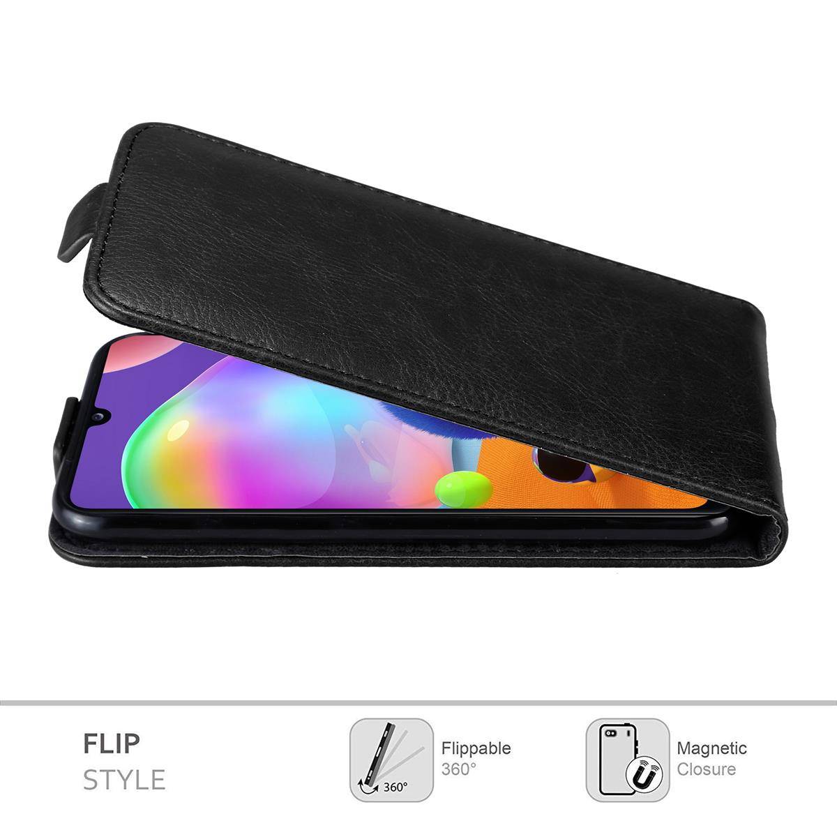 Cadorabo Hülle für Samsung Galaxy A31 Schutz Hülle in Schwarz Flip Etui Handyhülle Case Cover