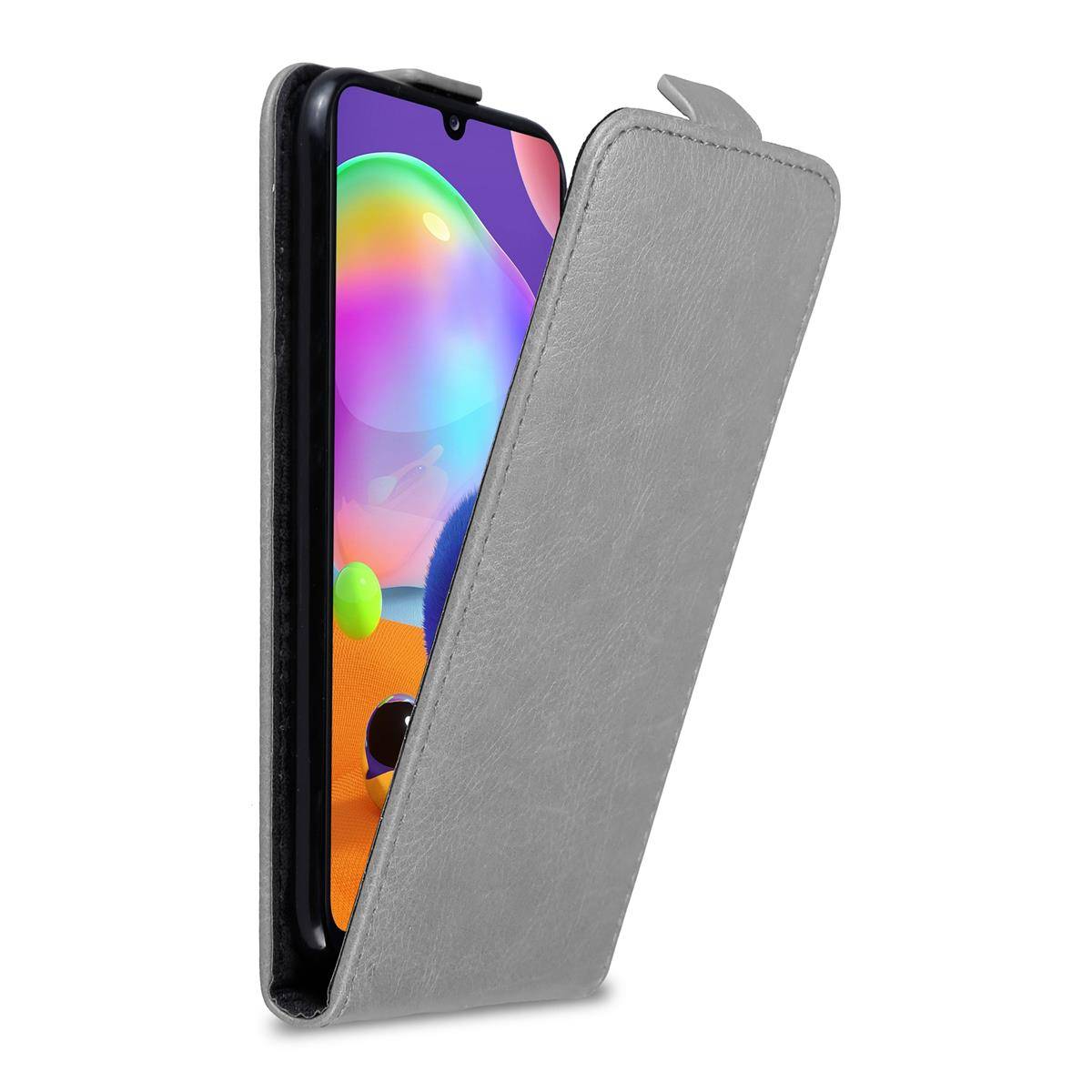 Cadorabo Hülle für Samsung Galaxy A31 Schutz Hülle in Grau Flip Etui Handyhülle Case Cover