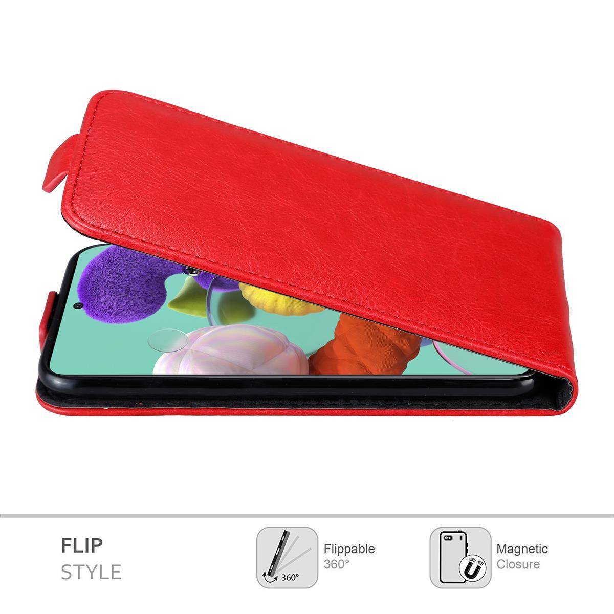 Cadorabo Hülle für Samsung Galaxy A51 5G Schutz Hülle in Rot Flip Etui Handyhülle Case Cover