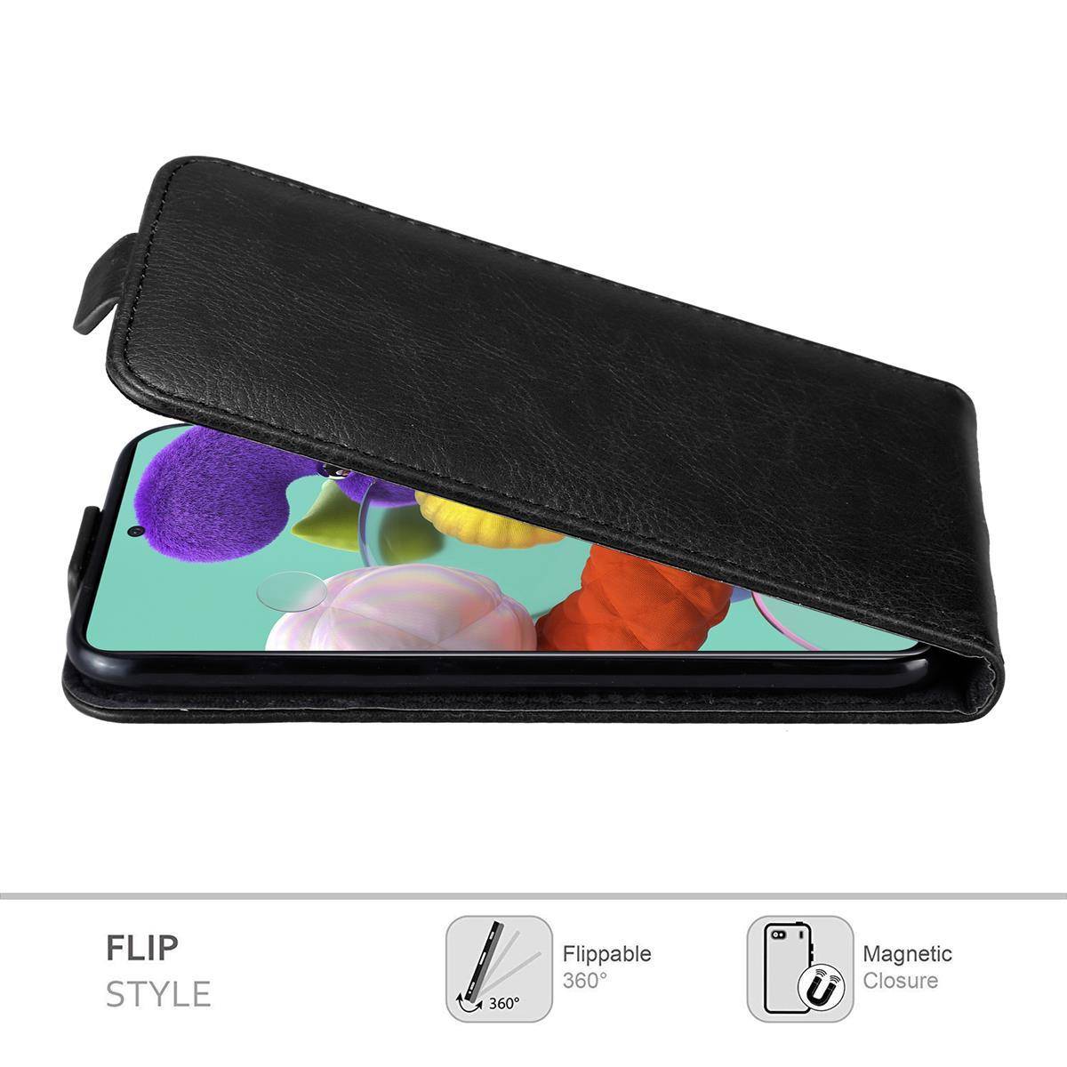 Cadorabo Hülle für Samsung Galaxy A51 5G Schutz Hülle in Schwarz Flip Etui Handyhülle Case Cover