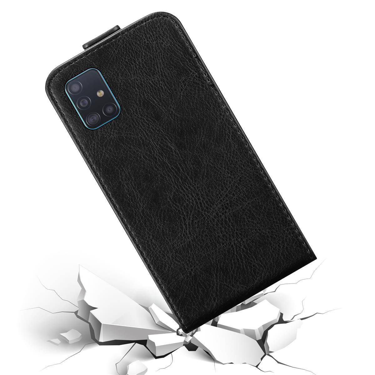 Cadorabo Hülle für Samsung Galaxy A51 5G Schutz Hülle in Schwarz Flip Etui Handyhülle Case Cover
