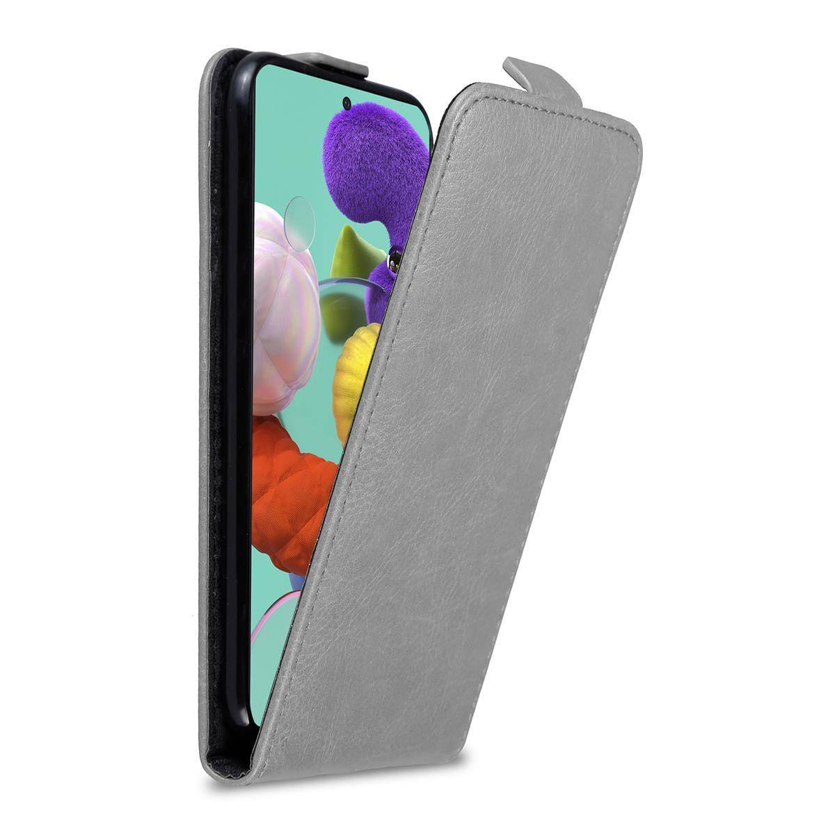 Cadorabo Hülle für Samsung Galaxy A51 5G Schutz Hülle in Grau Flip Etui Handyhülle Case Cover