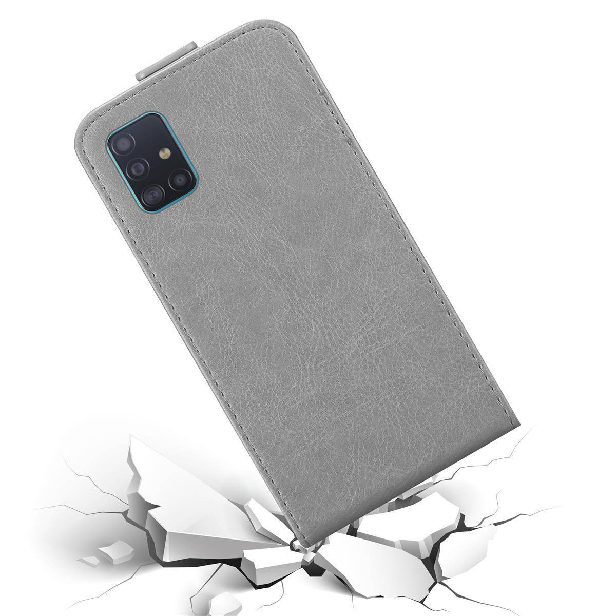 Cadorabo Hülle für Samsung Galaxy A51 5G Schutz Hülle in Grau Flip Etui Handyhülle Case Cover