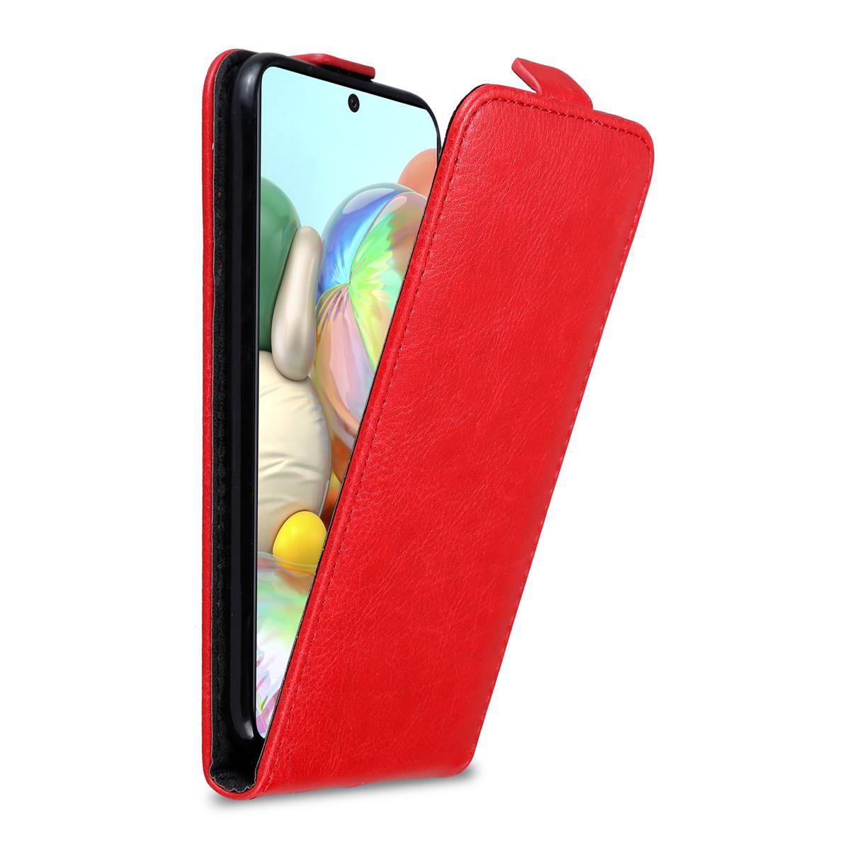 Cadorabo Hülle für Samsung Galaxy A71 4G Schutz Hülle in Rot Flip Etui Handyhülle Case Cover