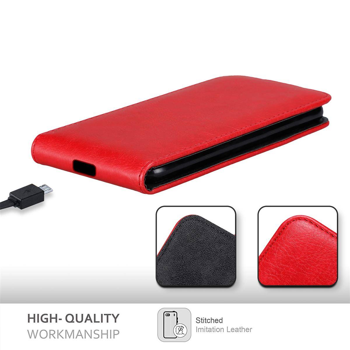 Cadorabo Hülle für Samsung Galaxy A71 4G Schutz Hülle in Rot Flip Etui Handyhülle Case Cover