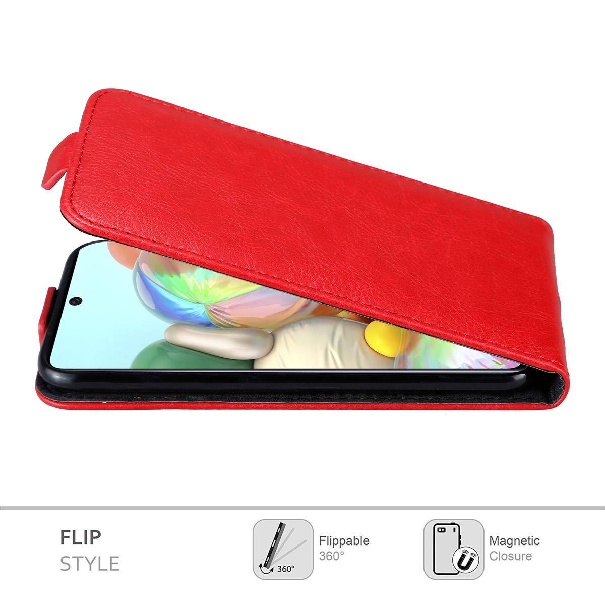 Cadorabo Hülle für Samsung Galaxy A71 4G Schutz Hülle in Rot Flip Etui Handyhülle Case Cover