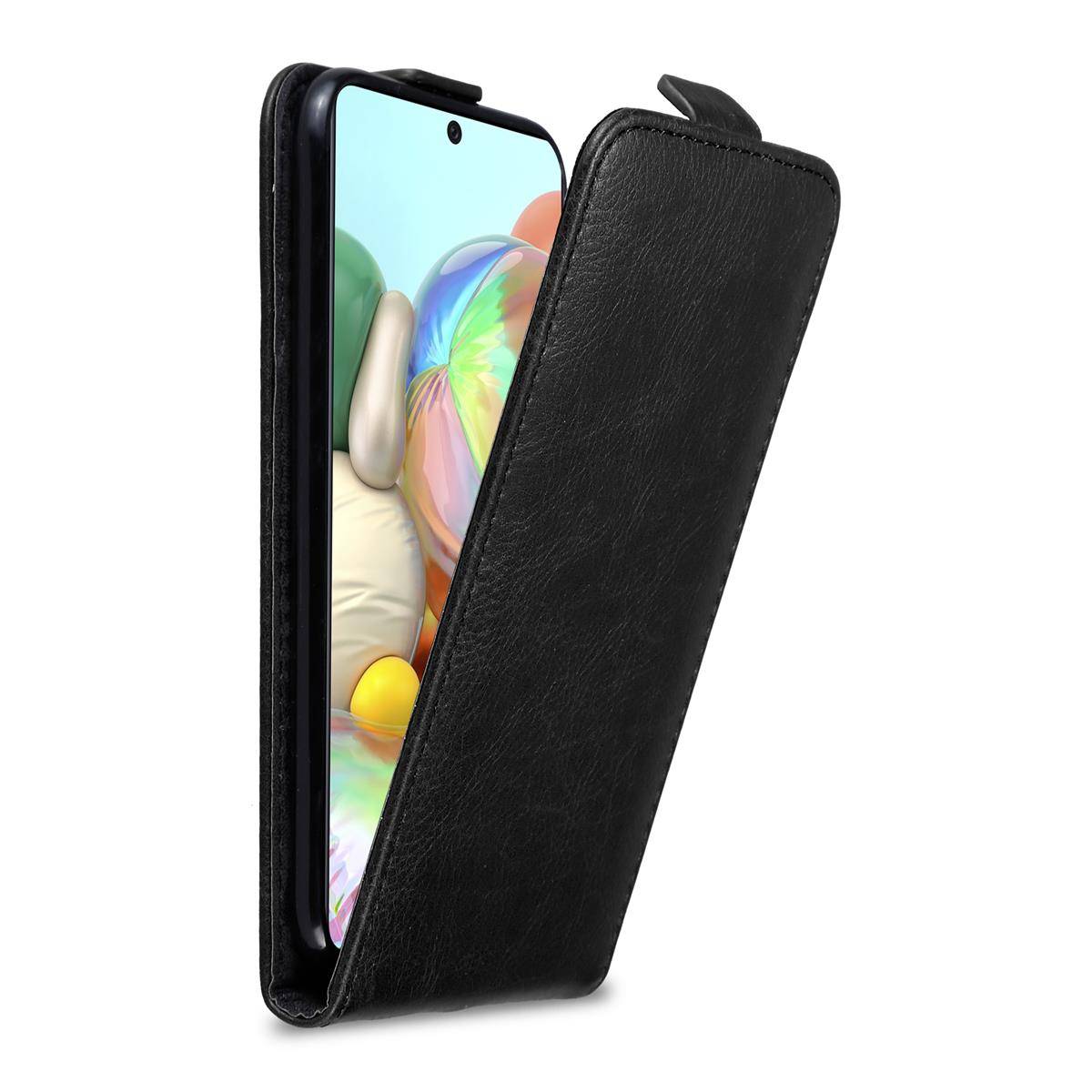 Cadorabo Hülle für Samsung Galaxy A71 4G Schutz Hülle in Schwarz Flip Etui Handyhülle Case Cover