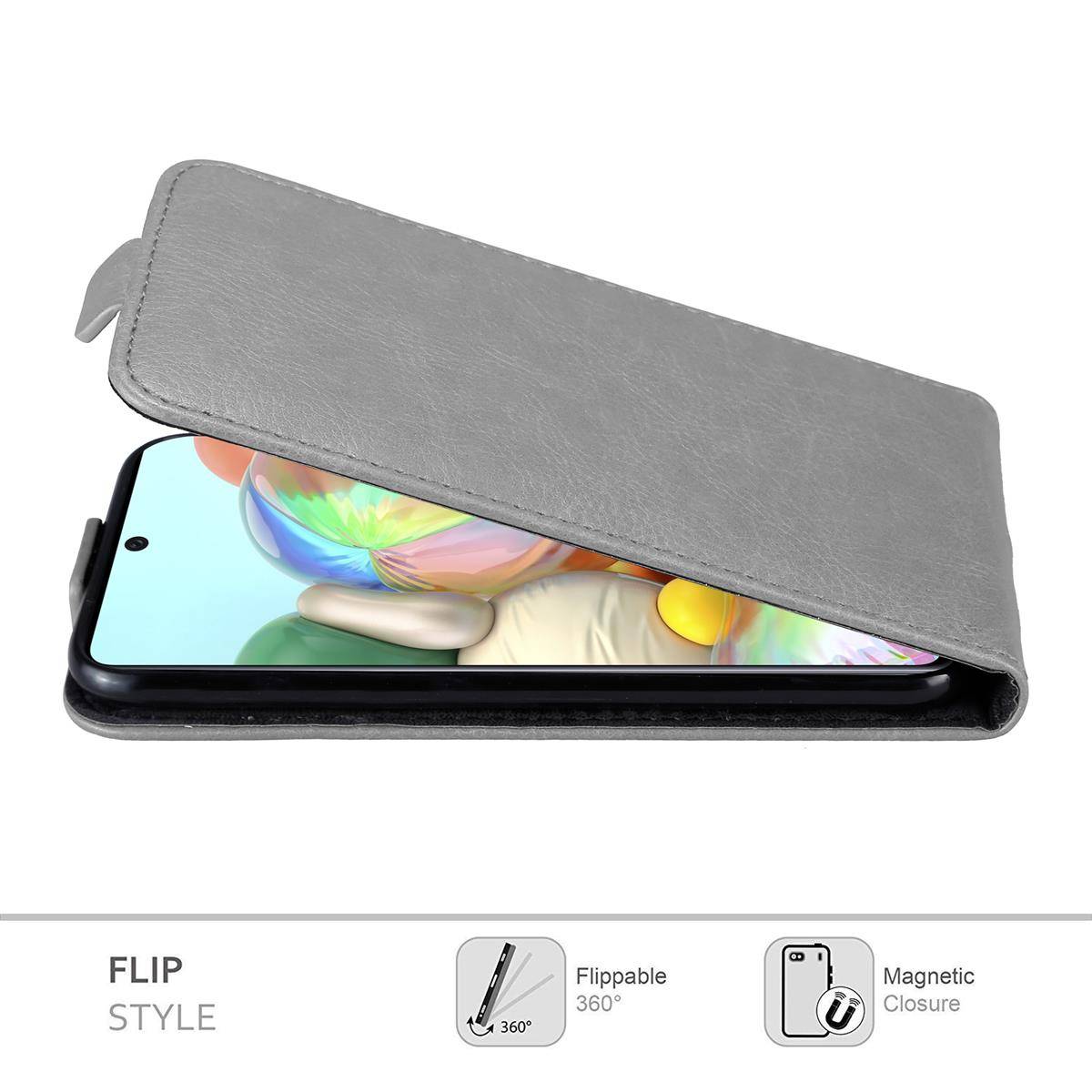 Cadorabo Hülle für Samsung Galaxy A71 4G Schutz Hülle in Grau Flip Etui Handyhülle Case Cover