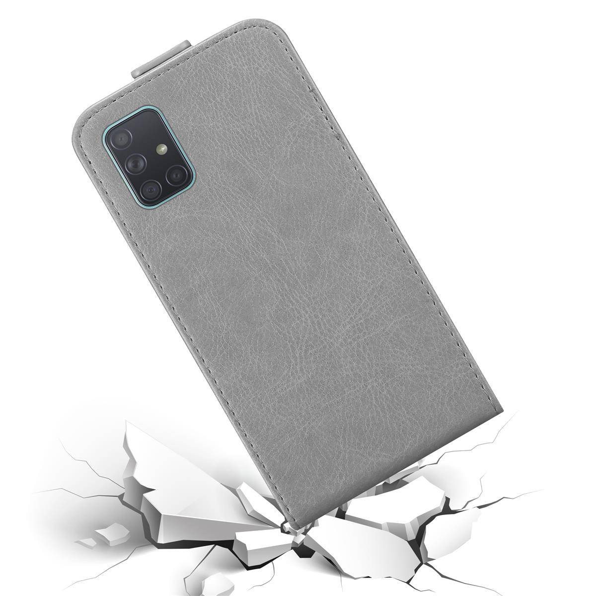 Cadorabo Hülle für Samsung Galaxy A71 4G Schutz Hülle in Grau Flip Etui Handyhülle Case Cover