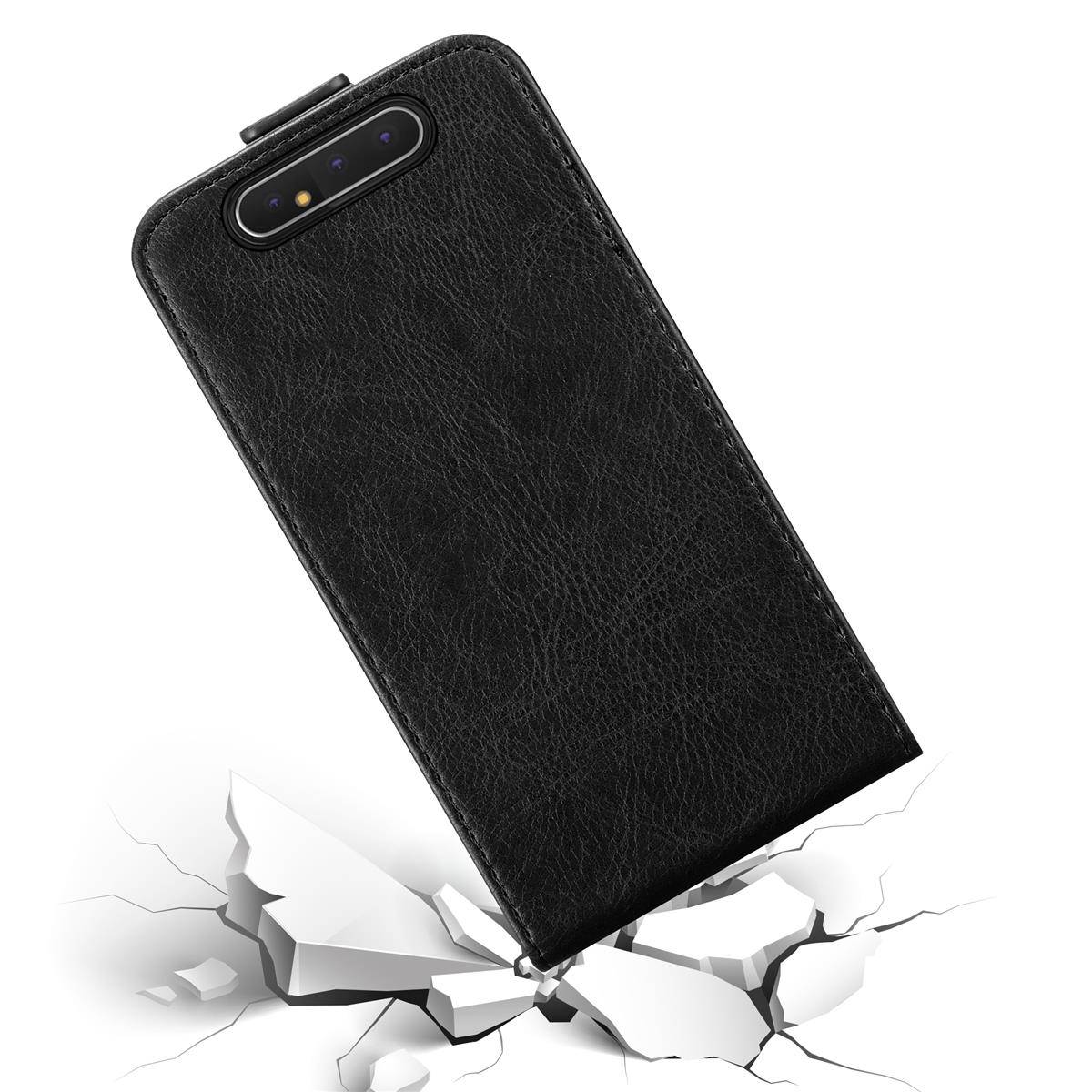 Cadorabo Hülle für Samsung Galaxy A80 / A90 4G Schutz Hülle in Schwarz Flip Etui Handyhülle Case Cover