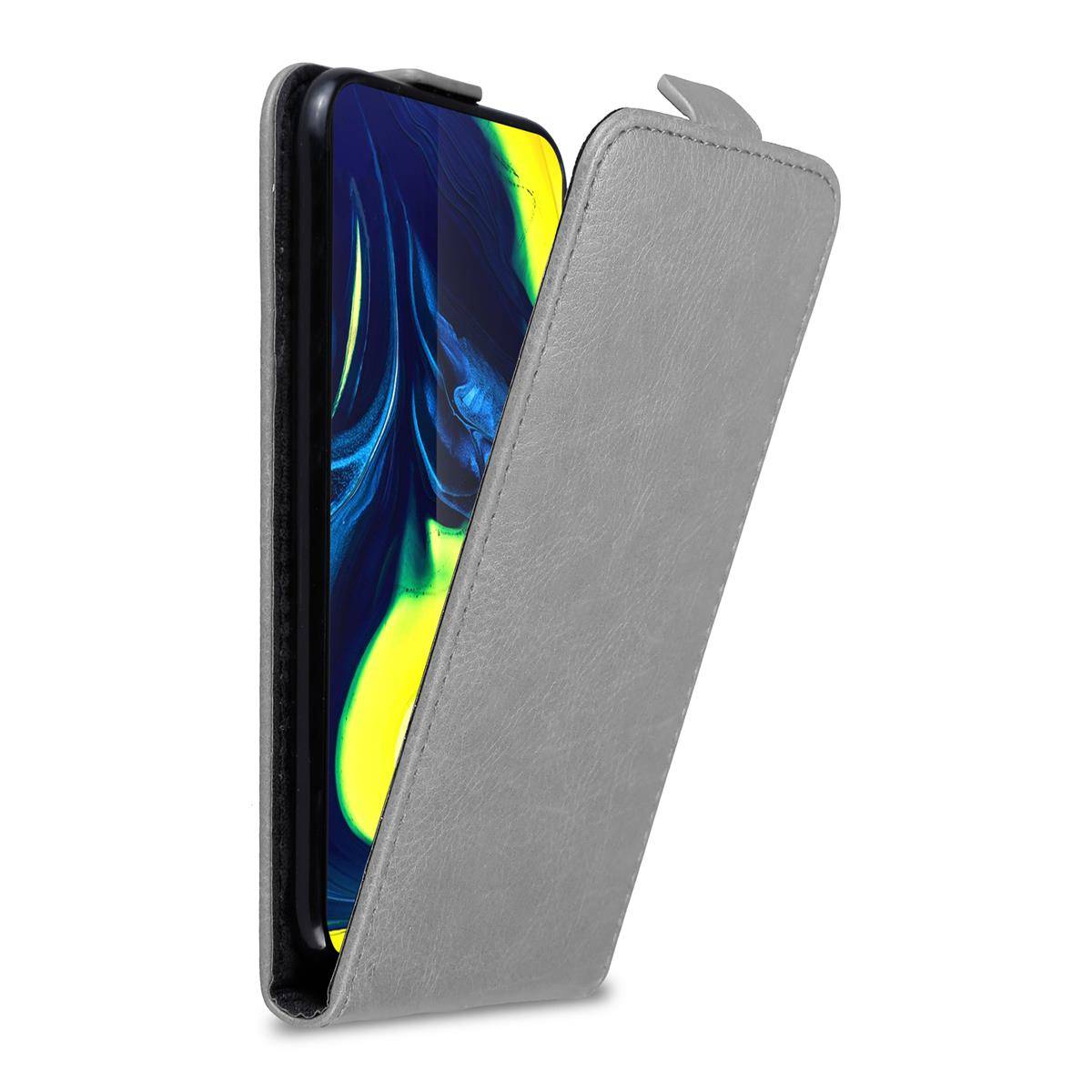Cadorabo Hülle für Samsung Galaxy A80 / A90 4G Schutz Hülle in Grau Flip Etui Handyhülle Case Cover