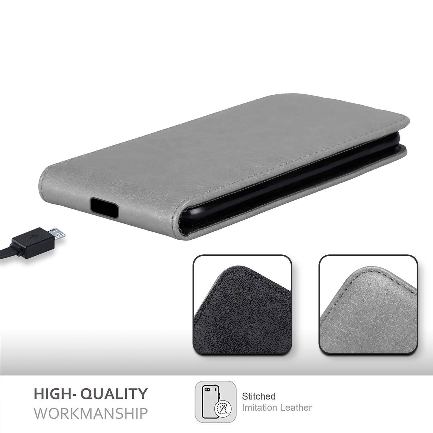 Cadorabo Hülle für Samsung Galaxy A80 / A90 4G Schutz Hülle in Grau Flip Etui Handyhülle Case Cover