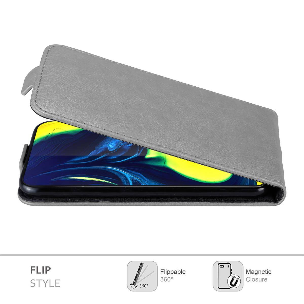 Cadorabo Hülle für Samsung Galaxy A80 / A90 4G Schutz Hülle in Grau Flip Etui Handyhülle Case Cover