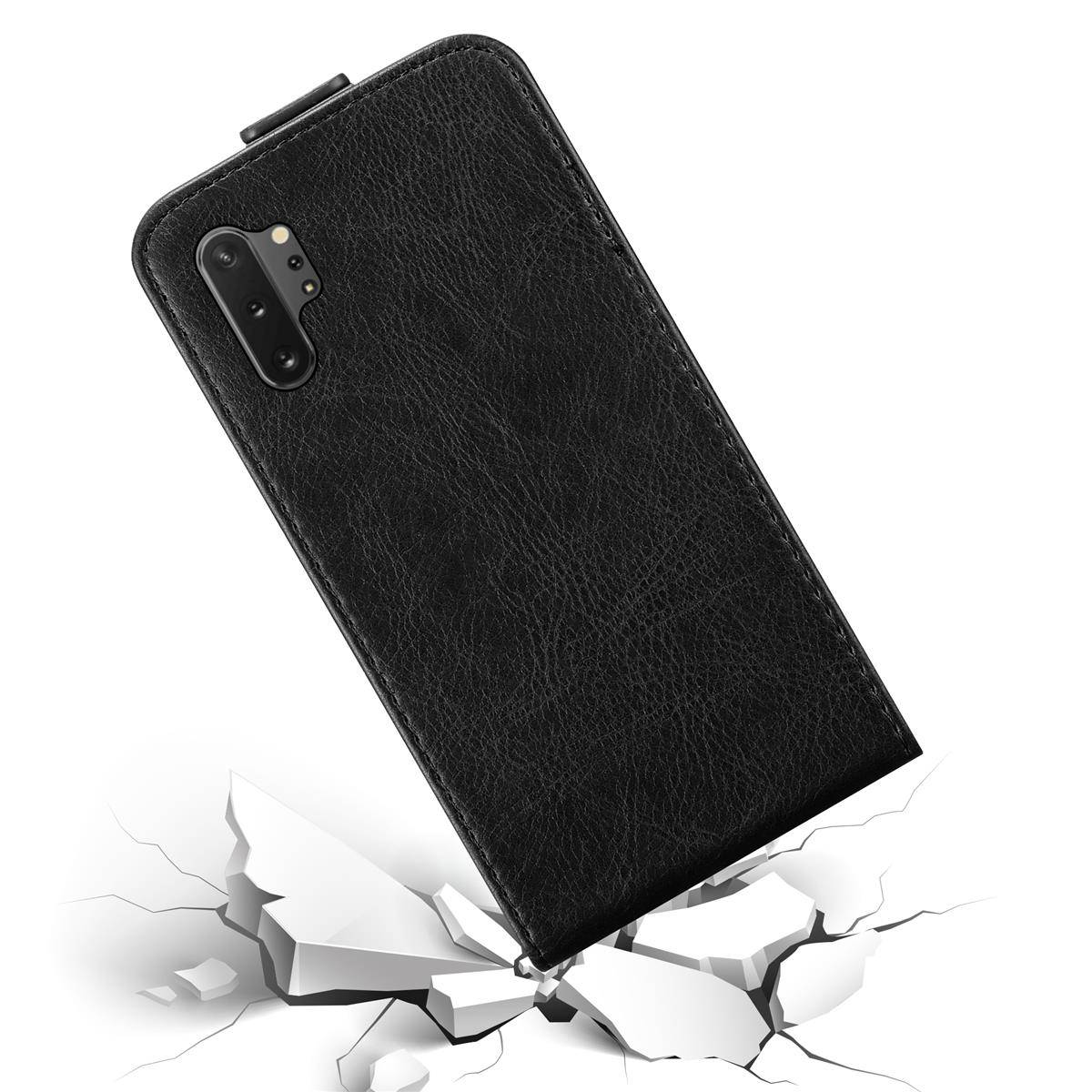 Cadorabo Hülle für Samsung Galaxy NOTE 10 PLUS Schutz Hülle in Schwarz Flip Etui Handyhülle Case Cover