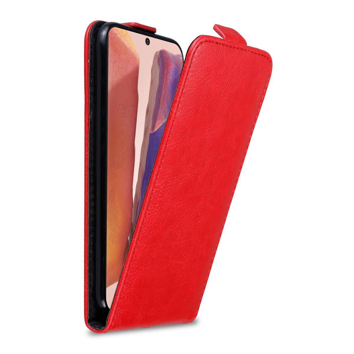 Cadorabo Hülle für Samsung Galaxy NOTE 20 Schutz Hülle in Rot Flip Etui Handyhülle Case Cover