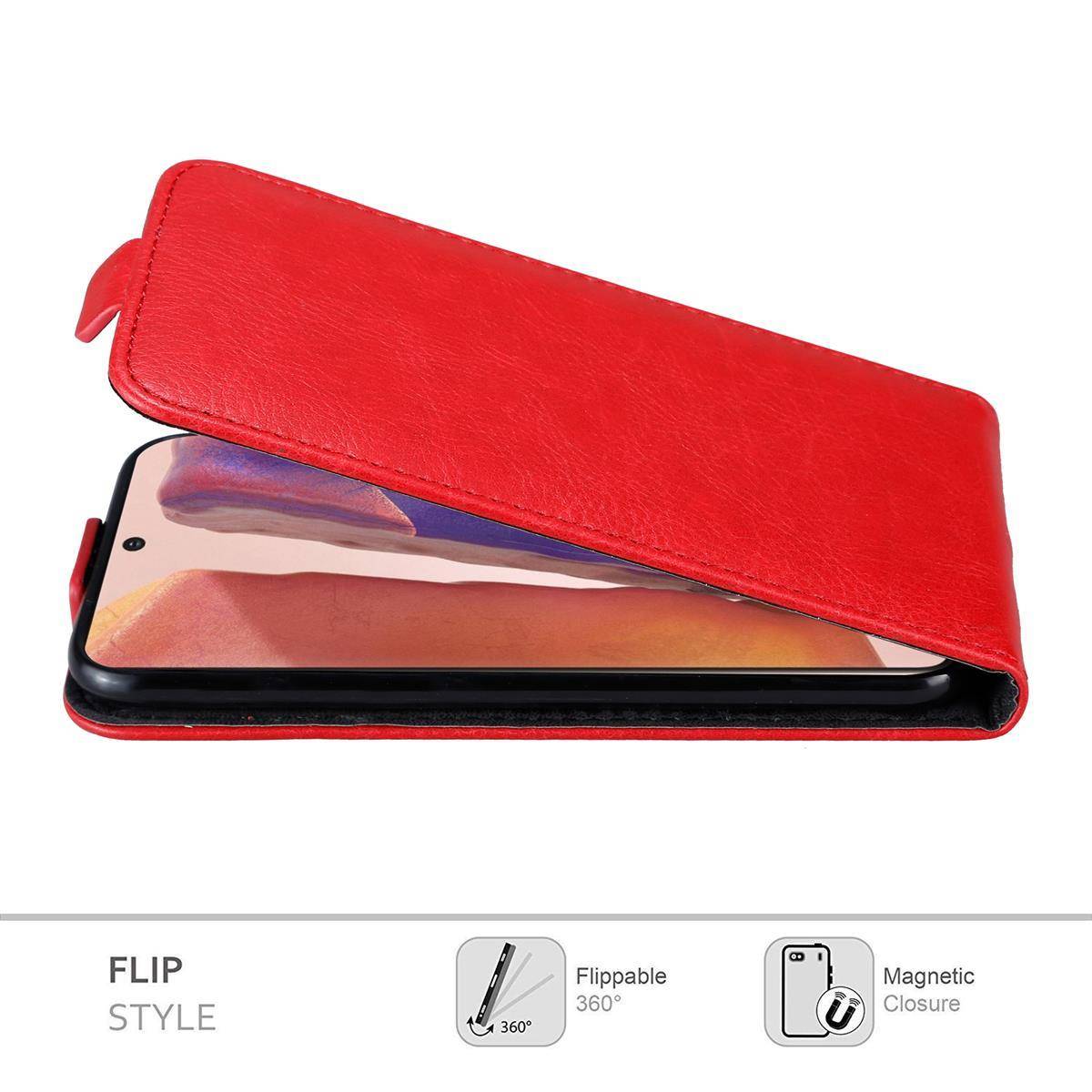 Cadorabo Hülle für Samsung Galaxy NOTE 20 Schutz Hülle in Rot Flip Etui Handyhülle Case Cover