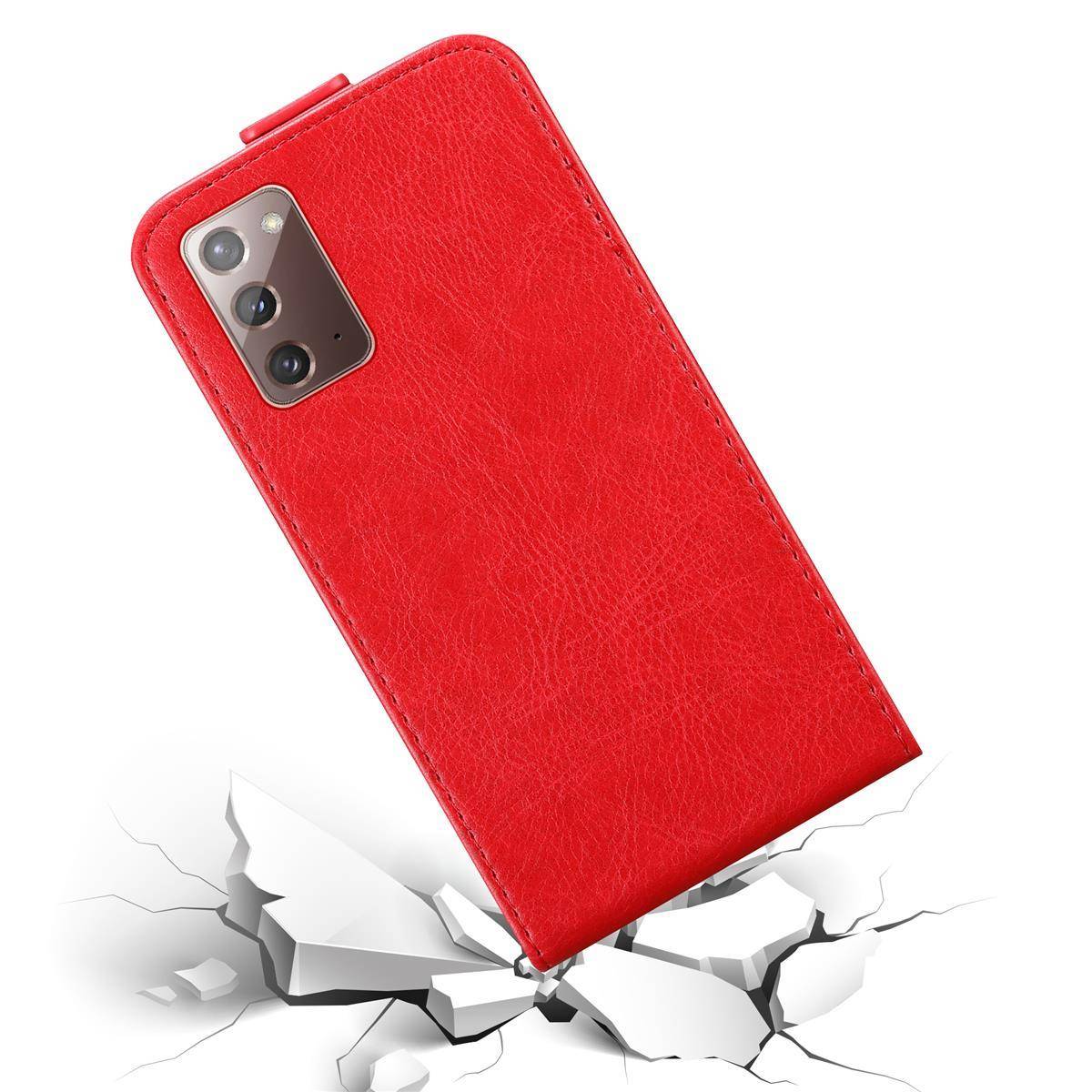 Cadorabo Hülle für Samsung Galaxy NOTE 20 Schutz Hülle in Rot Flip Etui Handyhülle Case Cover