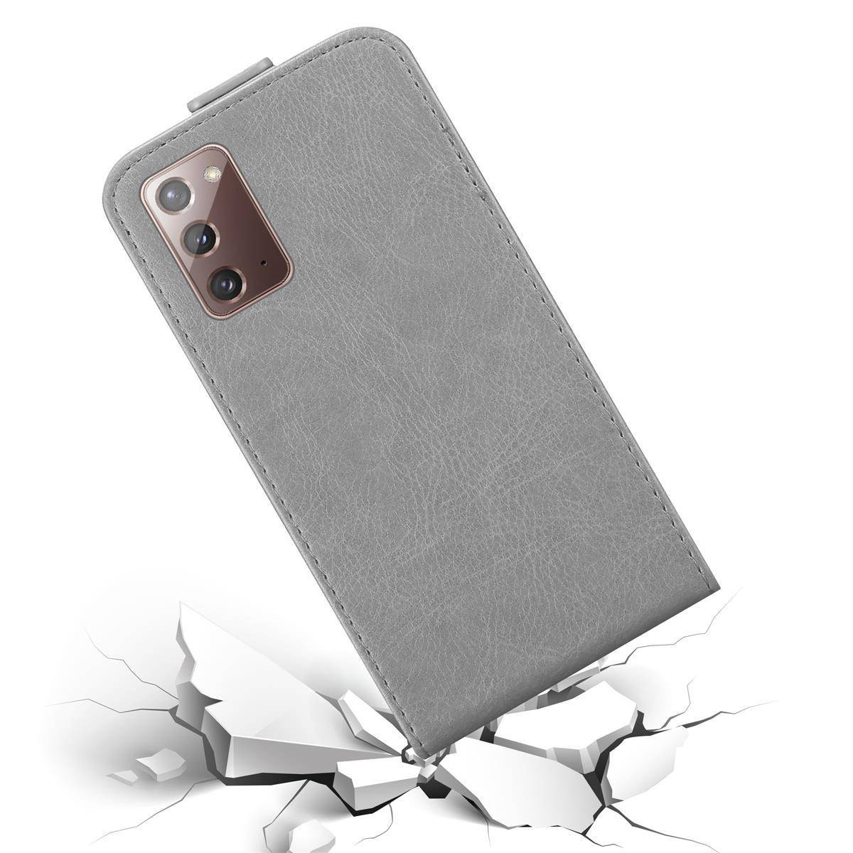 Cadorabo Hülle für Samsung Galaxy NOTE 20 PLUS Schutz Hülle in Grau Flip Etui Handyhülle Case Cover