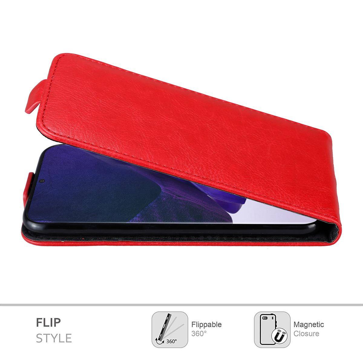Cadorabo Hülle für Samsung Galaxy NOTE 20 ULTRA Schutz Hülle in Rot Flip Etui Handyhülle Case Cover