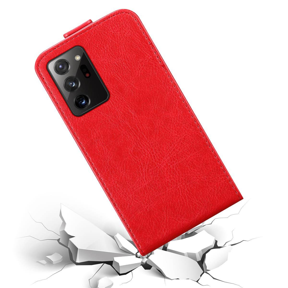 Cadorabo Hülle für Samsung Galaxy NOTE 20 ULTRA Schutz Hülle in Rot Flip Etui Handyhülle Case Cover