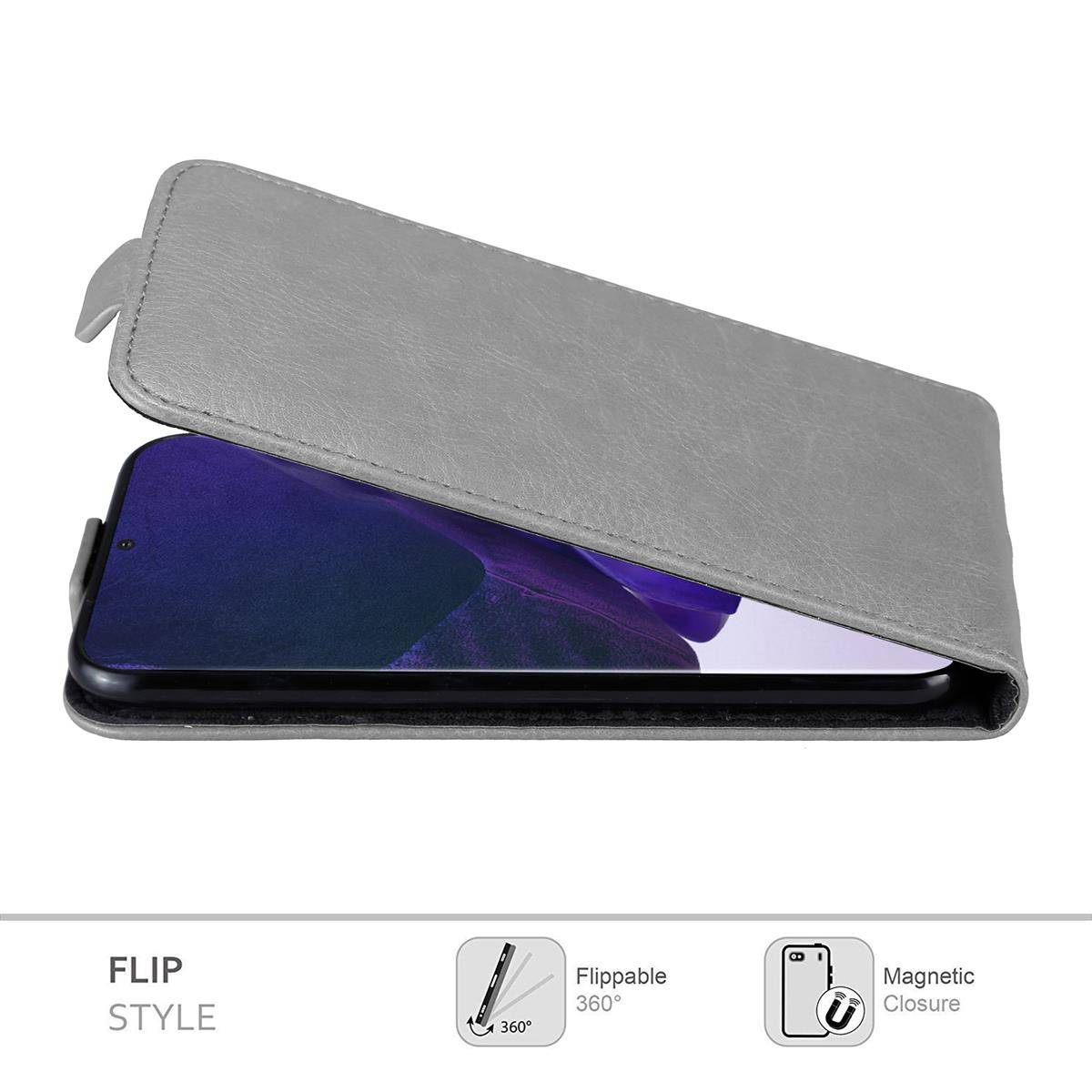 Cadorabo Hülle für Samsung Galaxy NOTE 20 ULTRA Schutz Hülle in Grau Flip Etui Handyhülle Case Cover