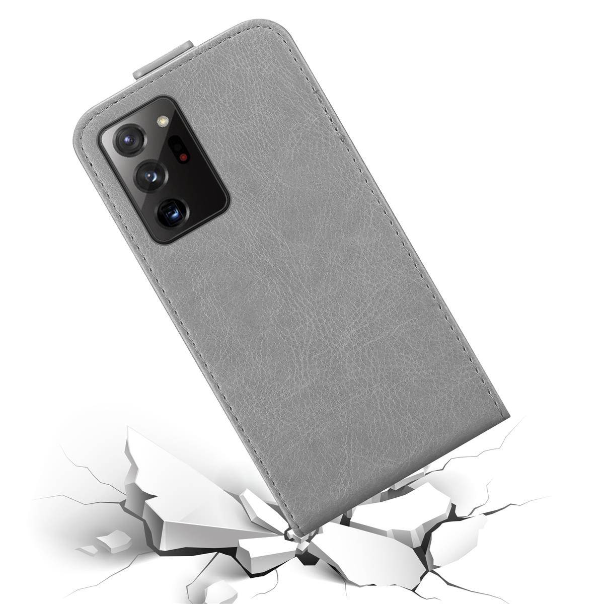 Cadorabo Hülle für Samsung Galaxy NOTE 20 ULTRA Schutz Hülle in Grau Flip Etui Handyhülle Case Cover