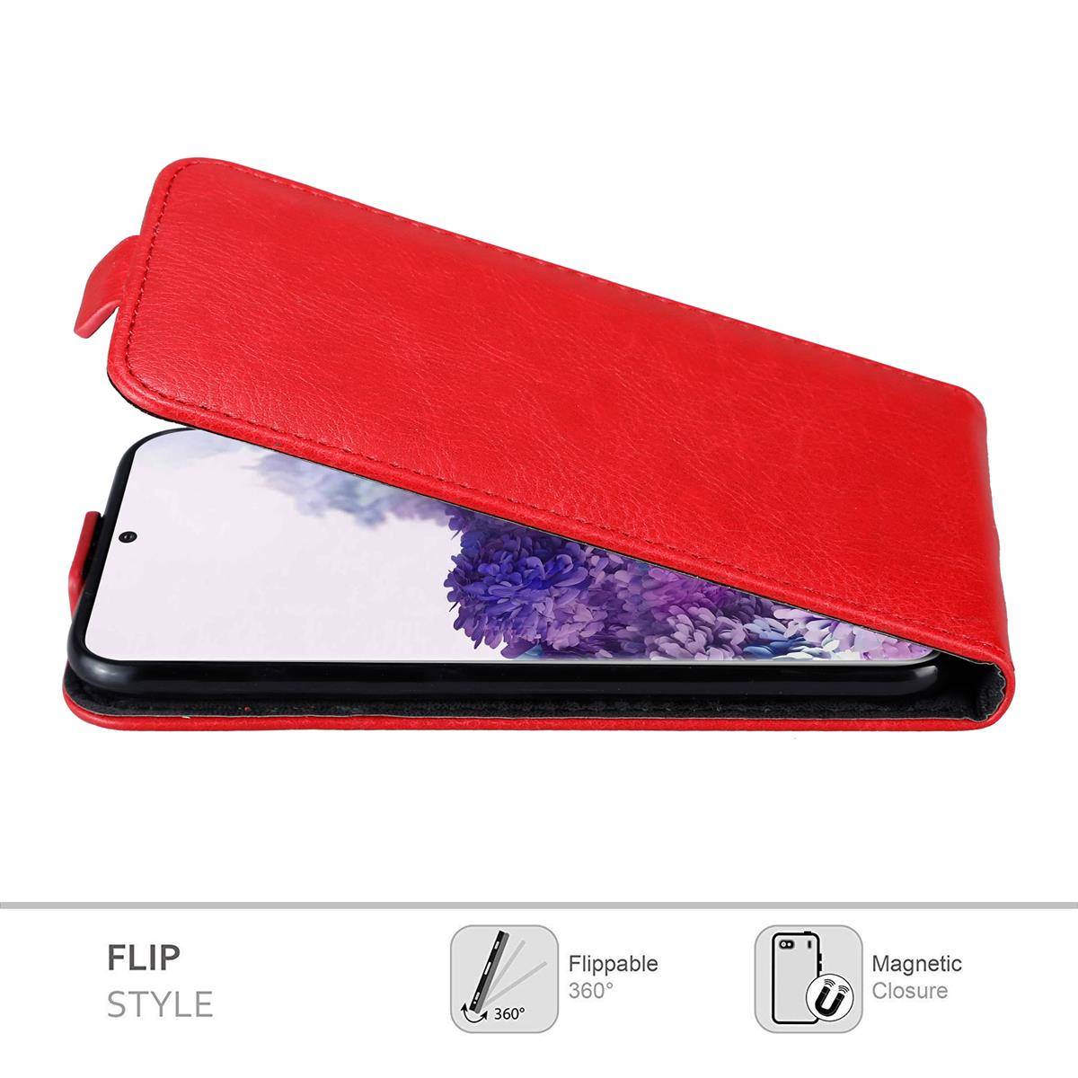 Cadorabo Hülle für Samsung Galaxy S20 Schutz Hülle in Rot Flip Etui Handyhülle Case Cover