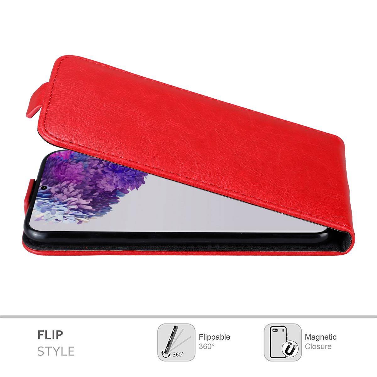 Cadorabo Hülle für Samsung Galaxy S20 ULTRA Schutz Hülle in Rot Flip Etui Handyhülle Case Cover