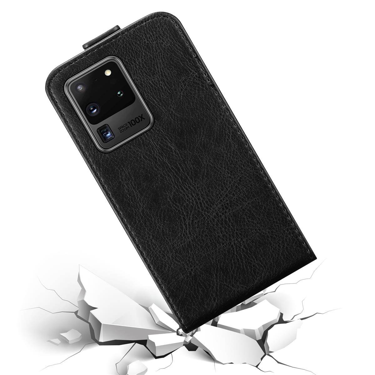 Cadorabo Hülle für Samsung Galaxy S20 ULTRA Schutz Hülle in Schwarz Flip Etui Handyhülle Case Cover
