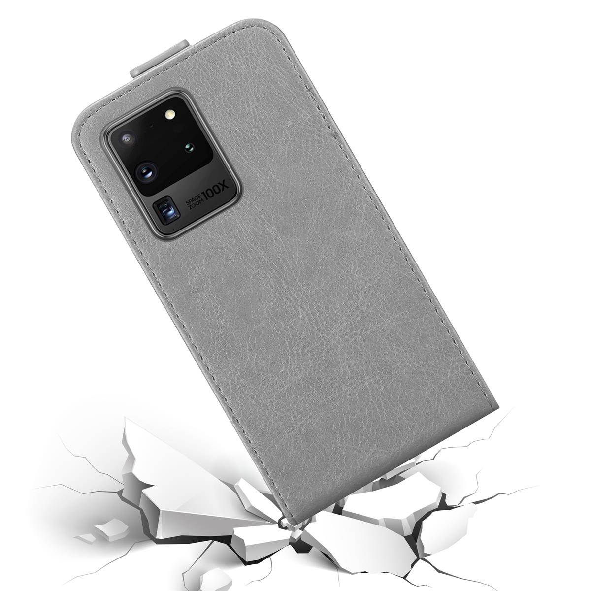 Cadorabo Hülle für Samsung Galaxy S20 ULTRA Schutz Hülle in Grau Flip Etui Handyhülle Case Cover