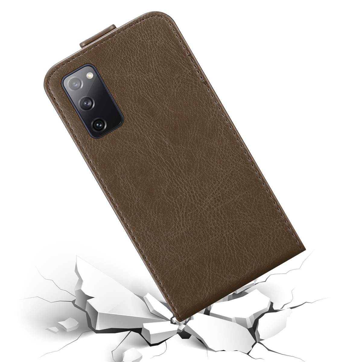 Cadorabo Hülle für Samsung Galaxy S20 FE Schutz Hülle in Braun Flip Etui Handyhülle Case Cover