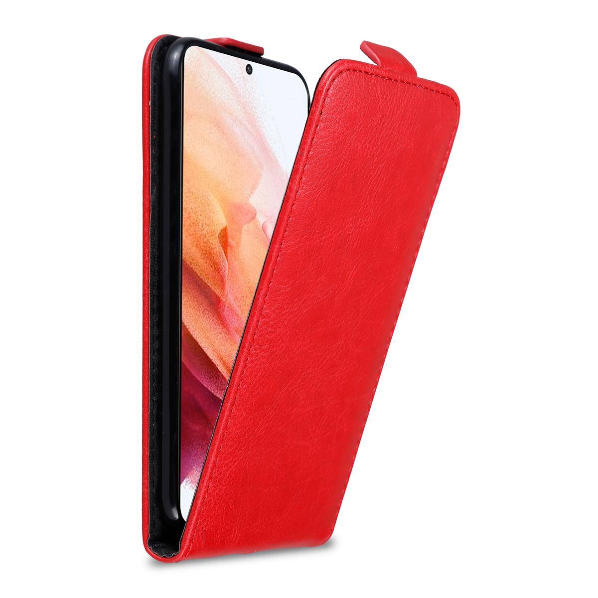 Cadorabo Hülle für Samsung Galaxy S21 5G Schutz Hülle in Rot Flip Etui Handyhülle Case Cover