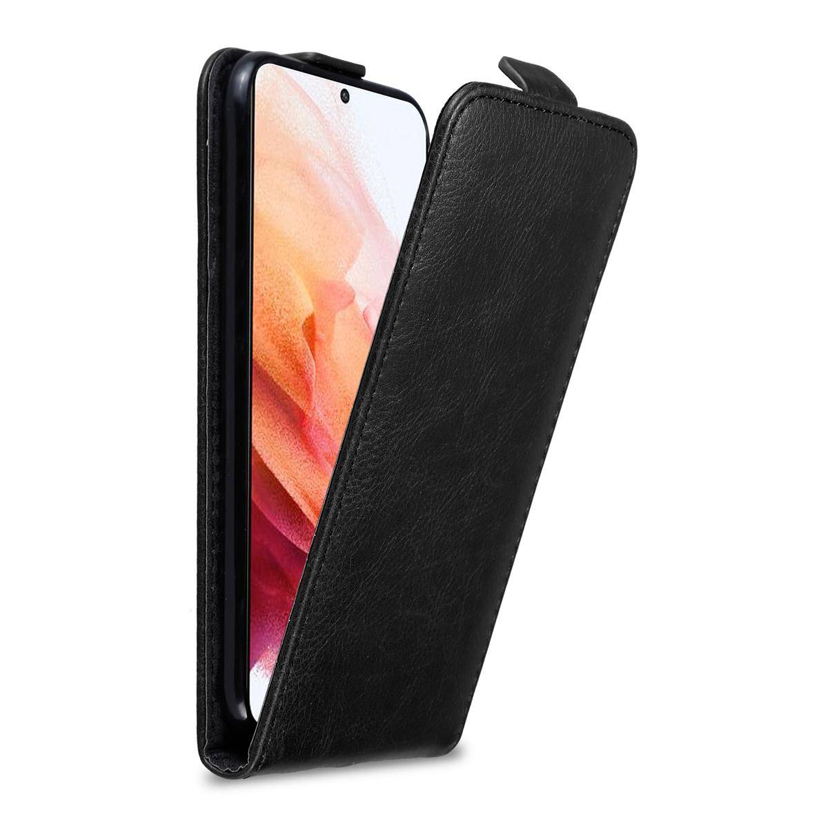 Cadorabo Hülle für Samsung Galaxy S21 5G Schutz Hülle in Schwarz Flip Etui Handyhülle Case Cover