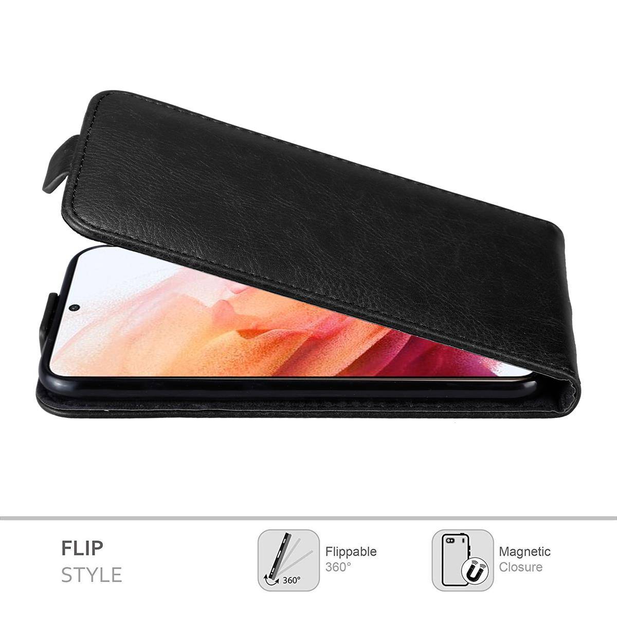 Cadorabo Hülle für Samsung Galaxy S21 5G Schutz Hülle in Schwarz Flip Etui Handyhülle Case Cover