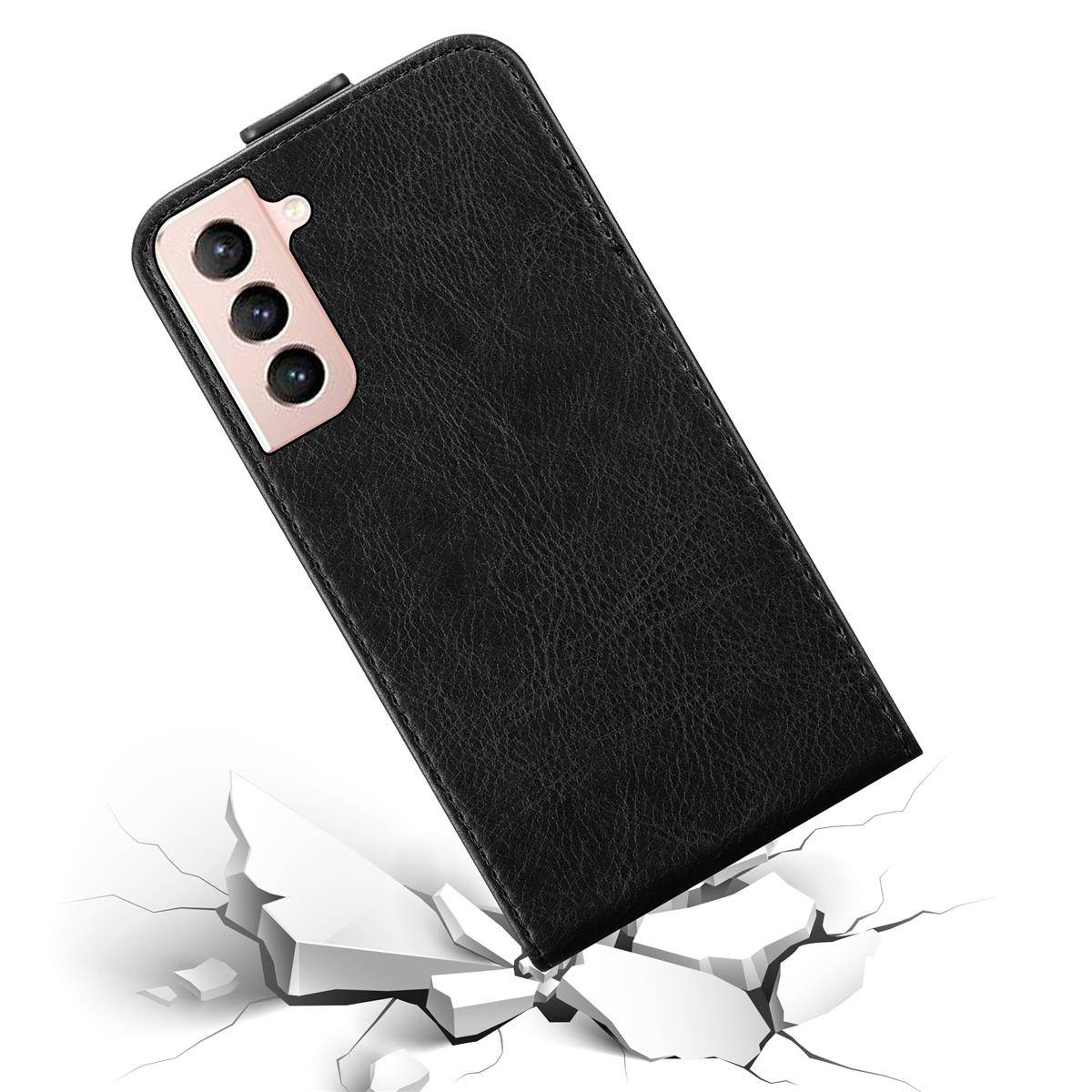 Cadorabo Hülle für Samsung Galaxy S21 5G Schutz Hülle in Schwarz Flip Etui Handyhülle Case Cover