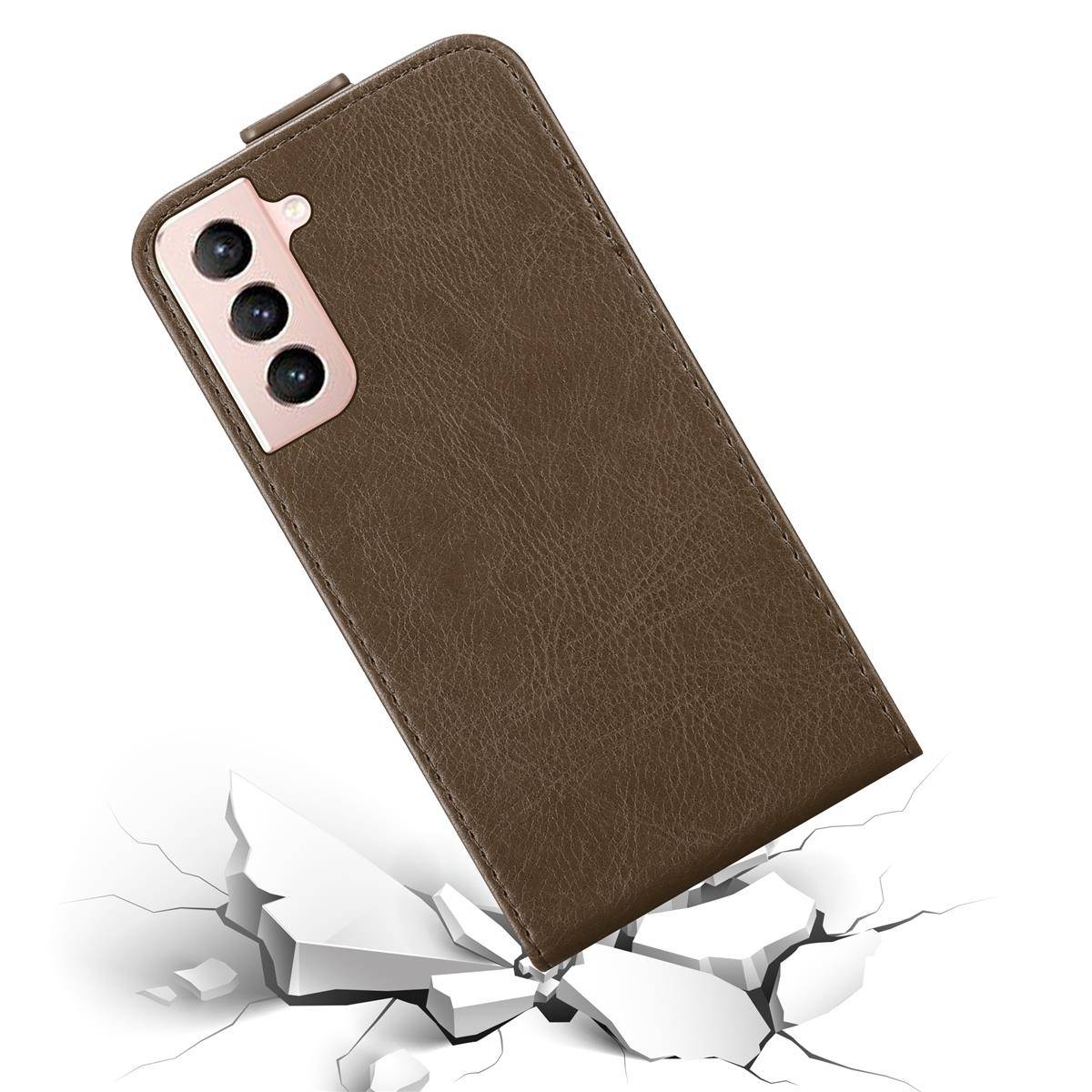 Cadorabo Hülle für Samsung Galaxy S21 5G Schutz Hülle in Braun Flip Etui Handyhülle Case Cover