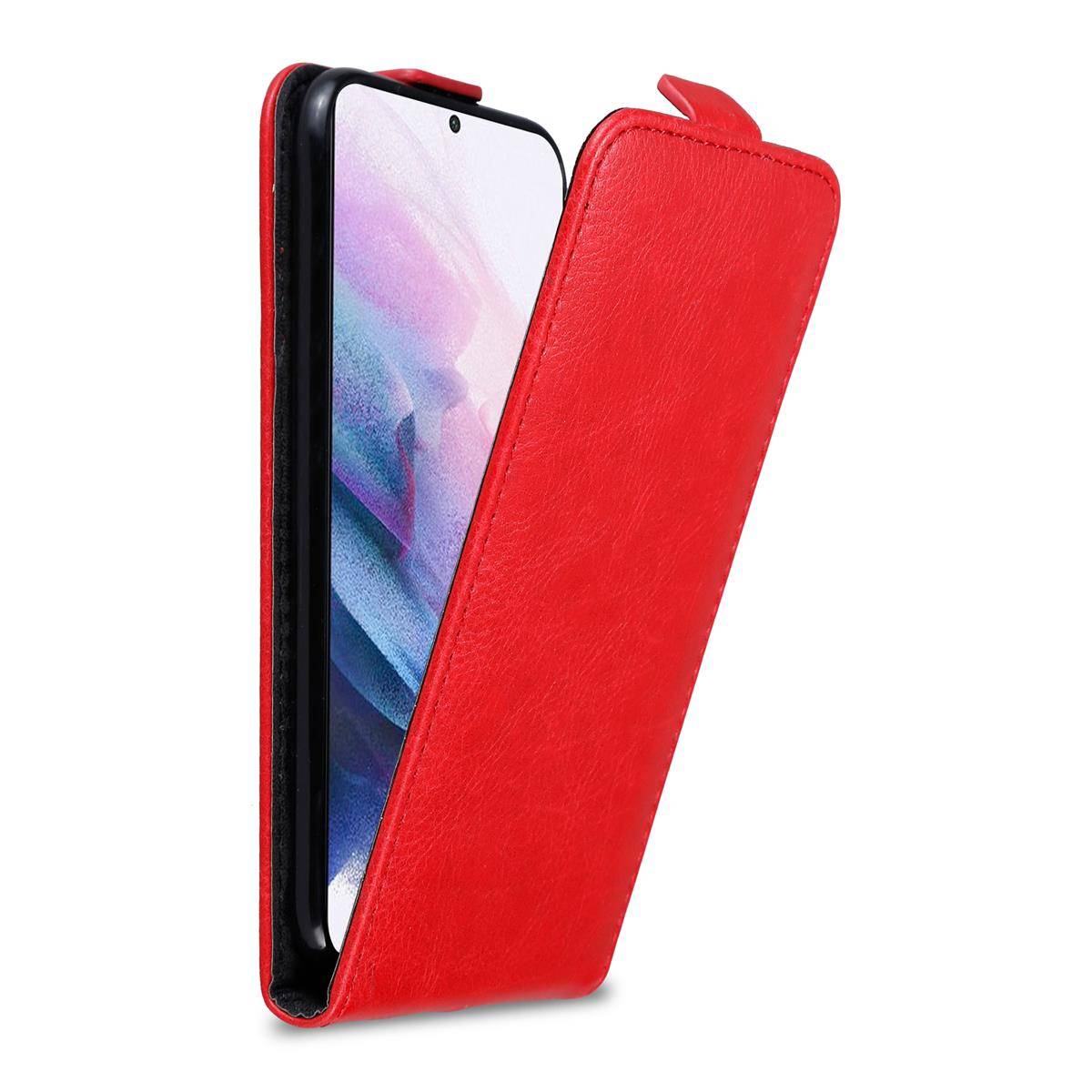 Cadorabo Hülle für Samsung Galaxy S21 PLUS Schutz Hülle in Rot Flip Etui Handyhülle Case Cover