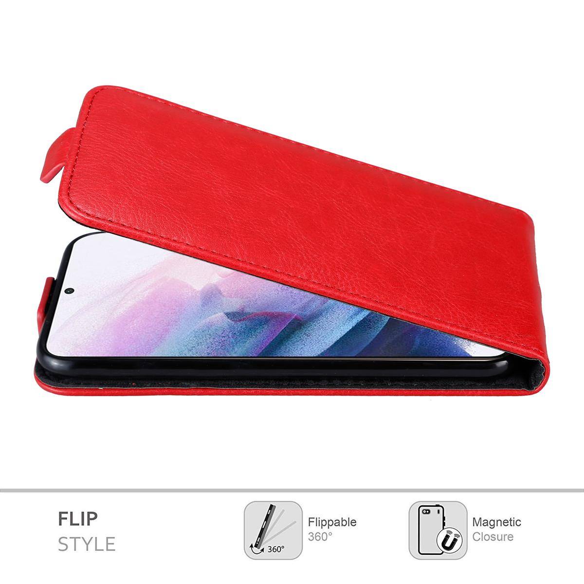 Cadorabo Hülle für Samsung Galaxy S21 PLUS Schutz Hülle in Rot Flip Etui Handyhülle Case Cover