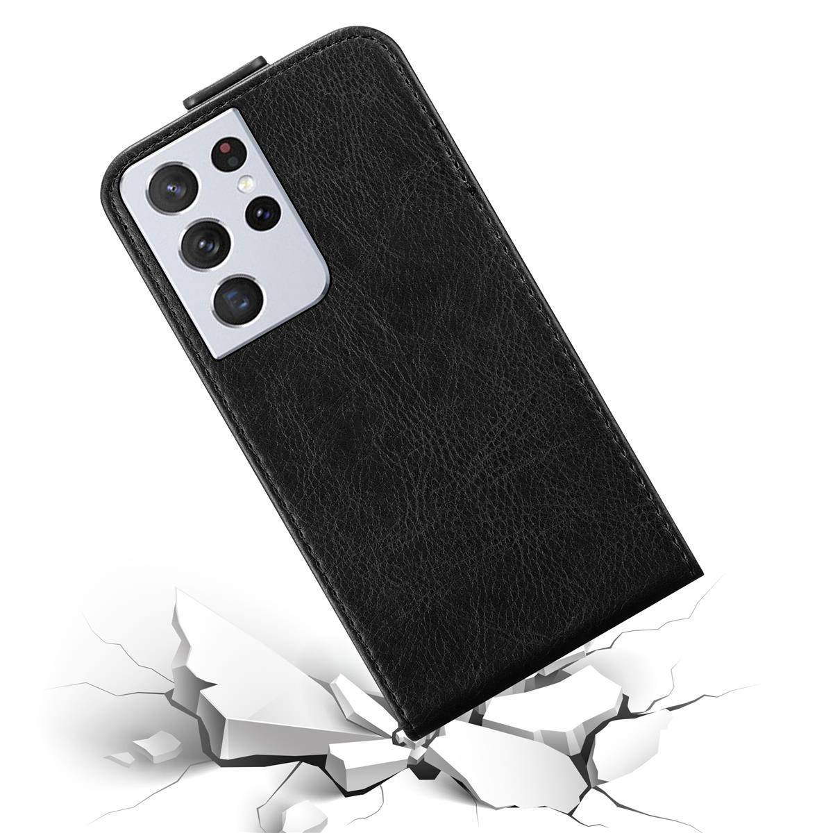 Cadorabo Hülle für Samsung Galaxy S21 ULTRA Schutz Hülle in Schwarz Flip Etui Handyhülle Case Cover