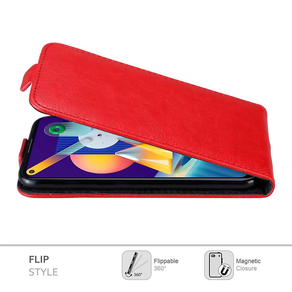 Cadorabo Hülle für Samsung Galaxy A11 / M11 Schutz Hülle in Rot Flip Etui Handyhülle Case Cover